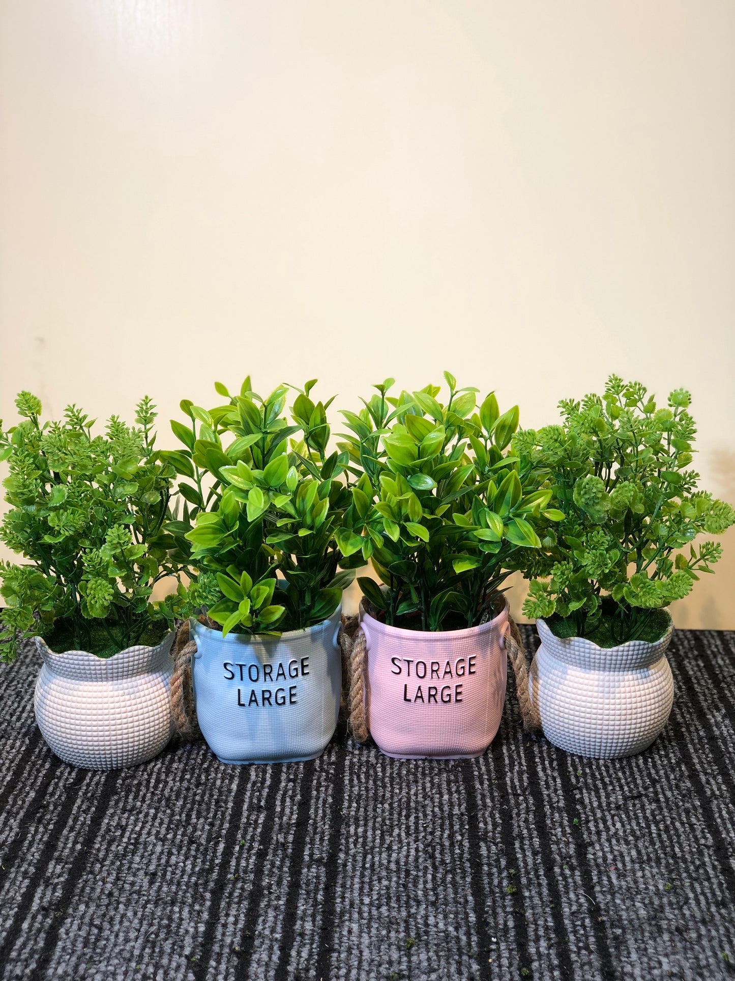 4-Piece Green Artificial Plant Pot Combo Set | Fresh Indoor Decor