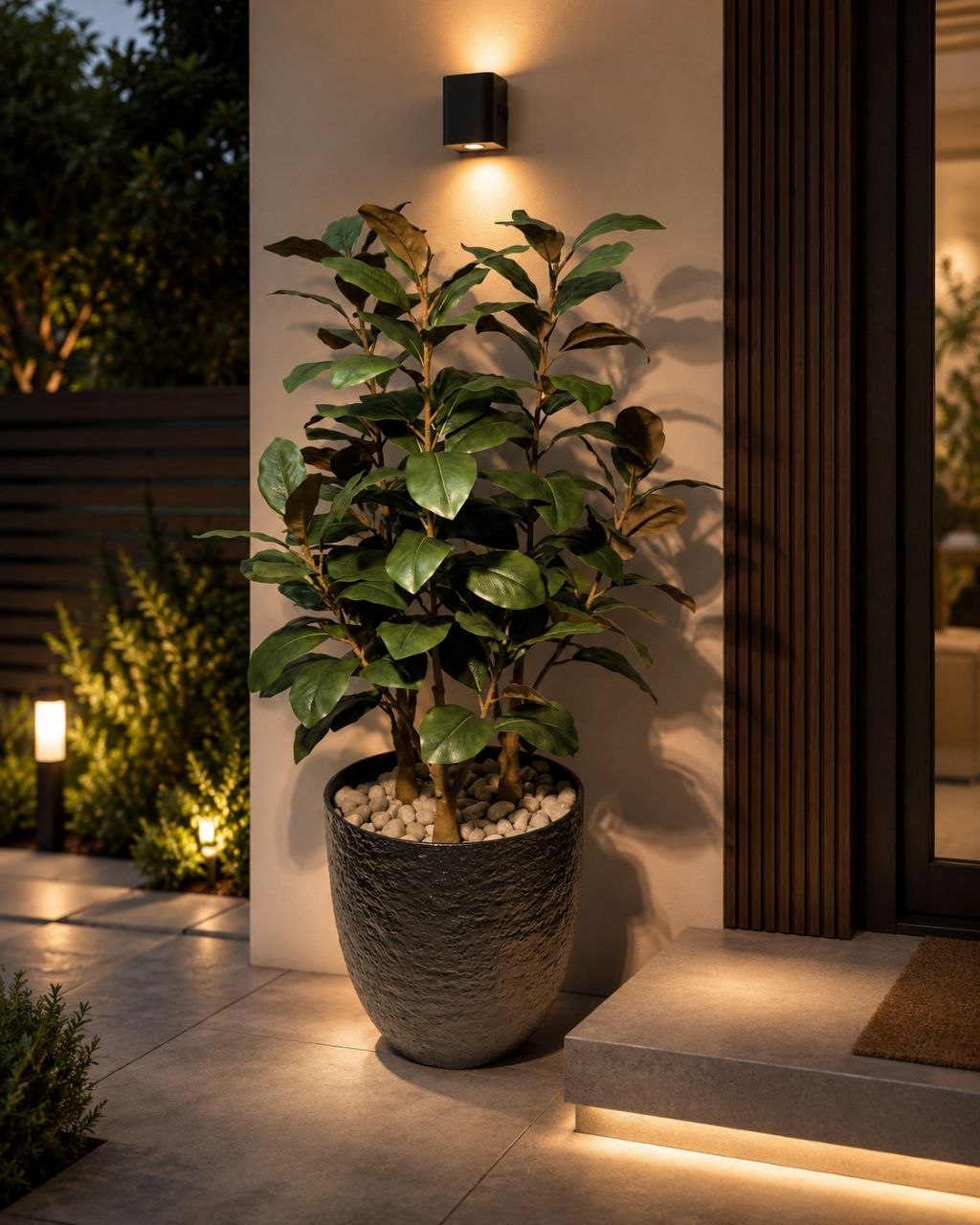 Artificial Magnolia Plant with Black Textured Planter | Premium Home & Office Decor – Ahmad Tree House