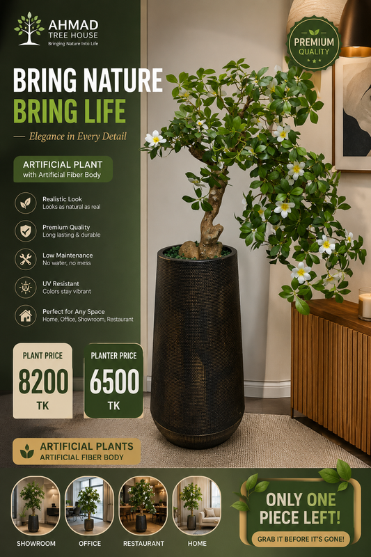 Artificial Flowering Bonsai Tree with Luxury Black Planter Set | Exclusive Lobby & Home Decor