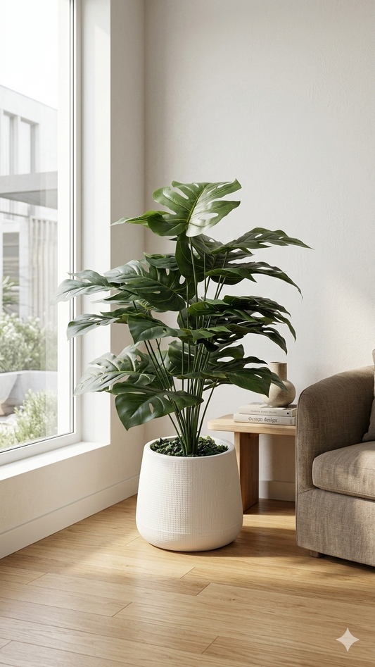 The Island Breeze: Lush Areca Palm & Minimalist Globe Planter