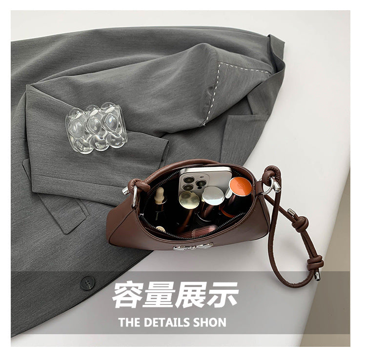 Minimalist Solid Shoulder Bag – Soft PU Leather & Compact Style
