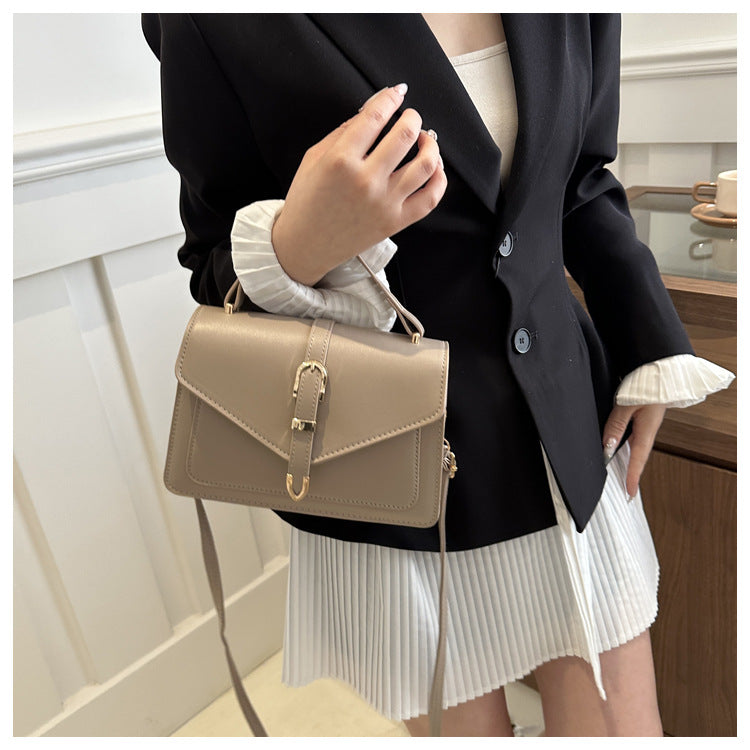 Minimalist Solid Shoulder Bag – Soft PU Leather & Compact Style