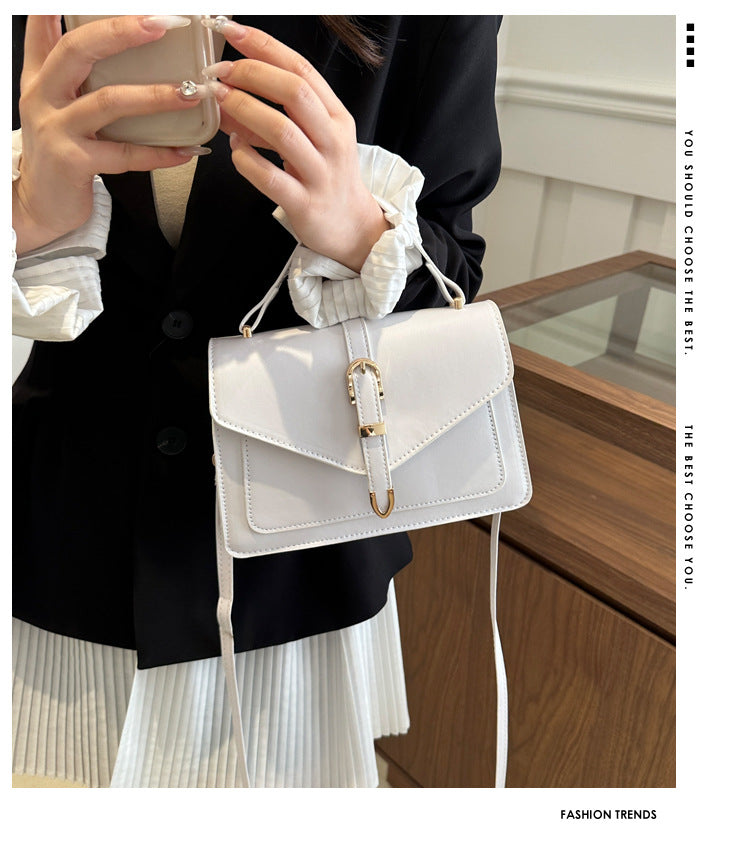 Minimalist Solid Shoulder Bag – Soft PU Leather & Compact Style