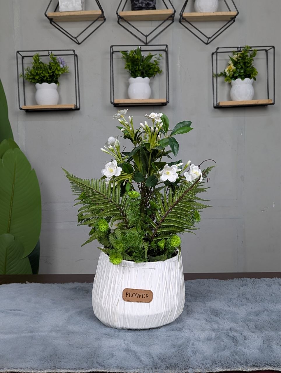 Serene White Blossom & Fern Duo