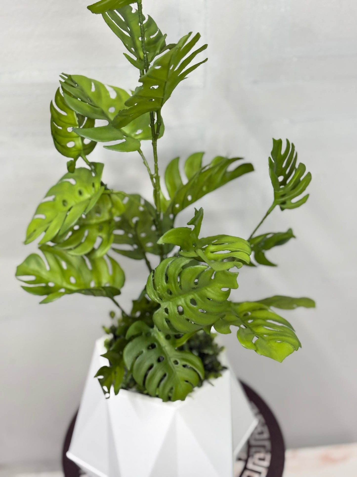 Luxury Rubber Monstera Artificial Plant with White Tub – Modern Home Decor Bangladesh