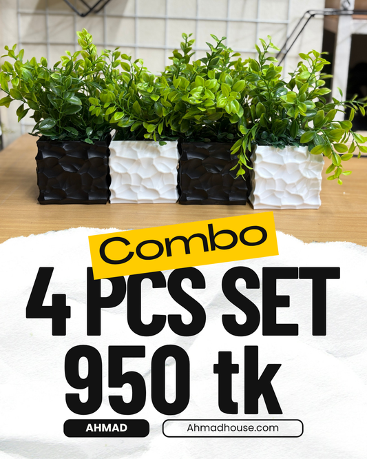 4pcs Green Artificial Plants Combo | Refresh Your Space – Only 950 TK
