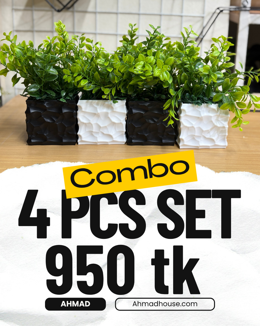 4-Piece Green Artificial Plants Combo | Refresh Your Space – Only 950 TK