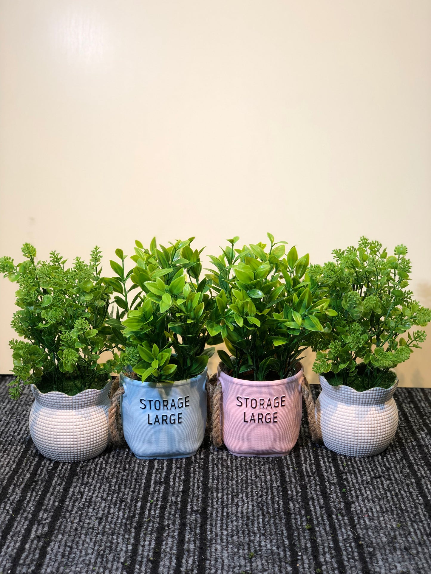 4-Piece Green Artificial Plant Pot Combo Set | Fresh Indoor Decor