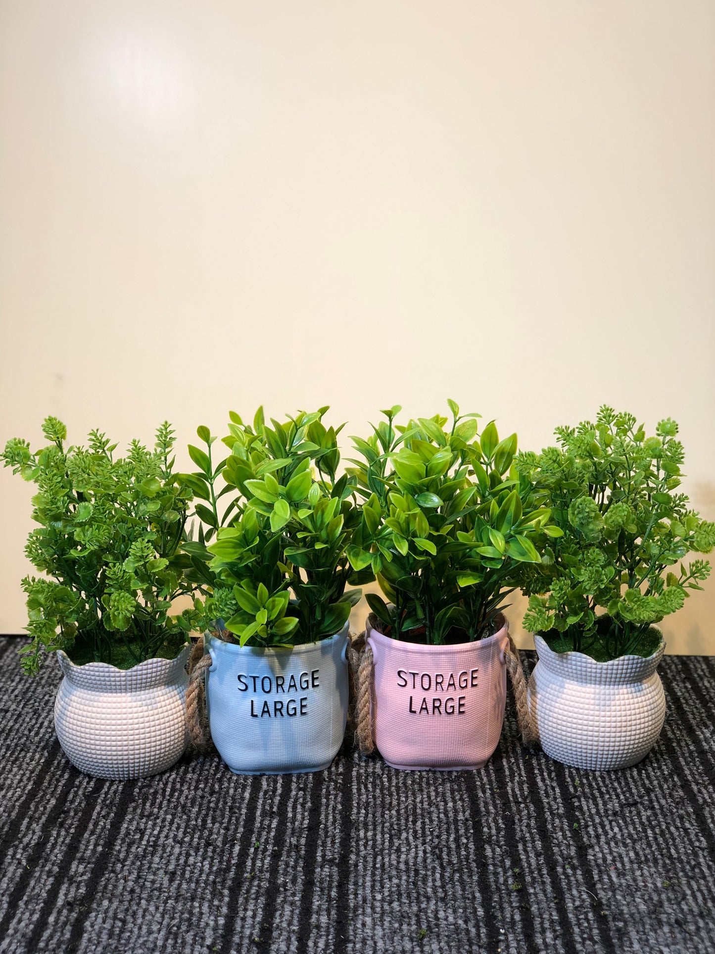 4-Piece Green Artificial Plant Pot Combo Set | Fresh Indoor Decor