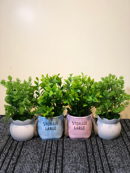 4-Piece Green Artificial Plant Pot Combo Set | Fresh Indoor Decor