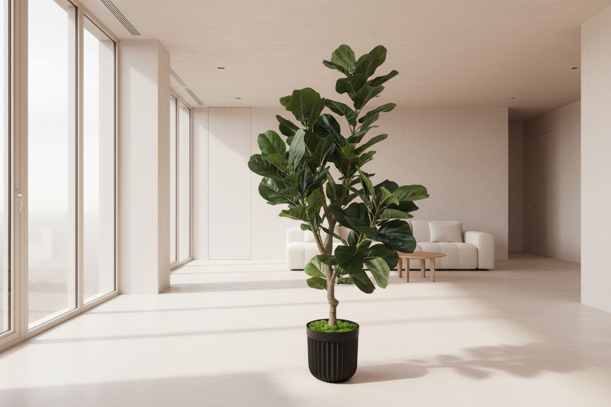 Signature Fiddle Leaf Fig with Decorative Black Fluted Pot