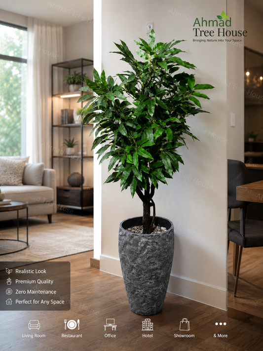 Premium Artificial Indoor Tree with Designer Planter | Living Room, Office & Restaurant Décor | Ahmad Tree House