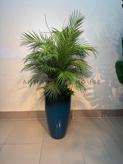 Artificial Areca Palm with Tall Dark Blue Planter