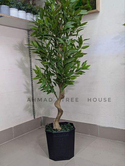 6 Feet Artificial Olive Tree with Black Planter