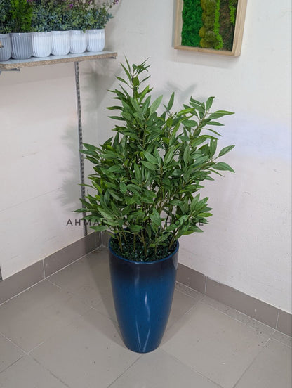Artificial Olive / Eucalyptus Tree with Blue Fiber Planter