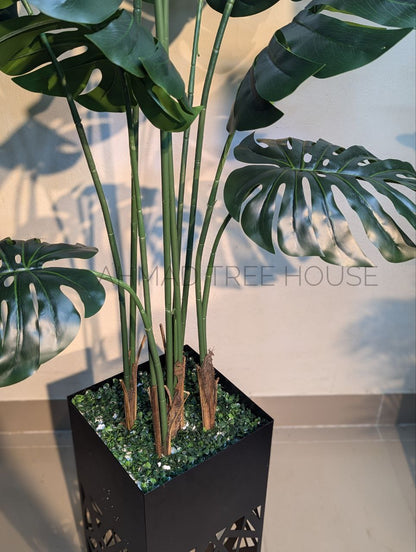 Monstera with Laser-Cut Metal Planter