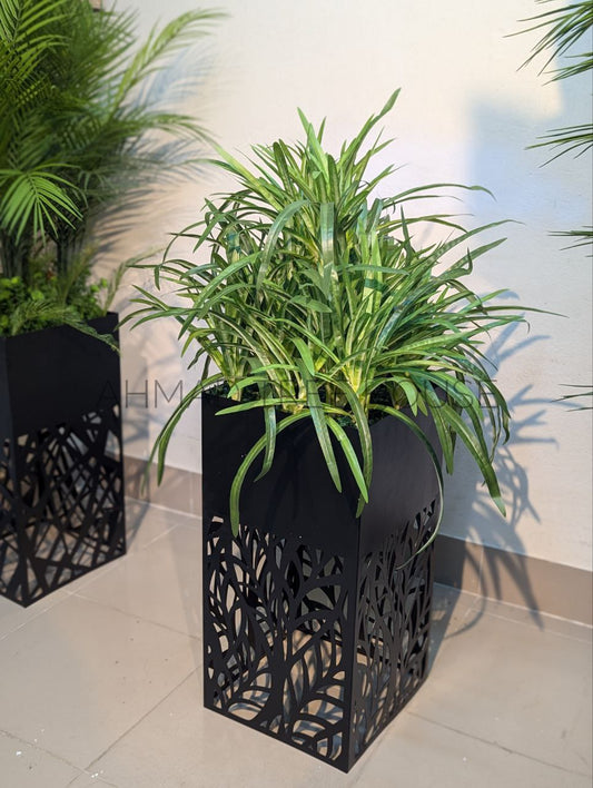 Spider Plant with Laser-Cut Metal Planter