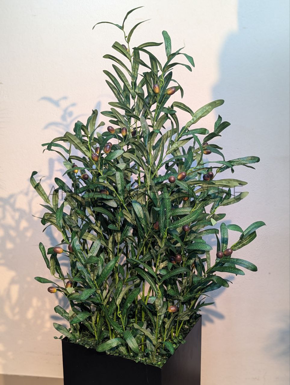 Artificial Olive Tree with Black Laser-Cut Metal Planter