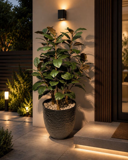 Artificial Magnolia Plant with Black Textured Planter | Premium Home & Office Decor – Ahmad Tree House