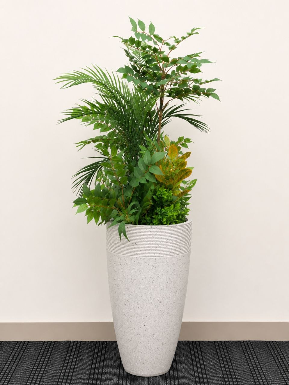 Artificial Mixed Greenery Arrangement with Tall White Planter | Premium Decor – Ahmad Tree House