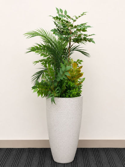 Artificial Mixed Greenery Arrangement with Tall White Planter | Premium Decor – Ahmad Tree House