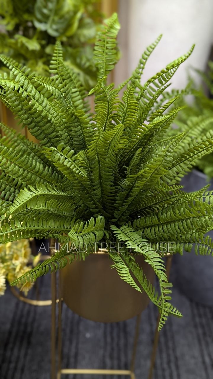Artificial Boston Fern with Gold Metal Planter Stand | 3.5 Feet Premium Decor – Ahmad Tree House