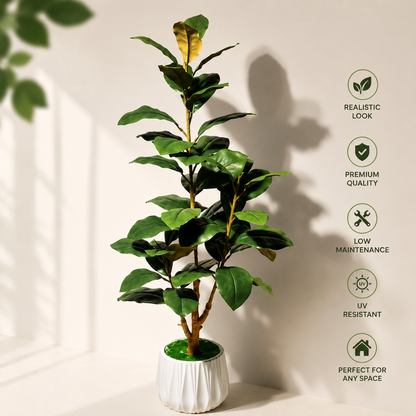 Artificial Floor Plant with White Planter | 1 & 2 Piece Combo Offer – Ahmad Tree House