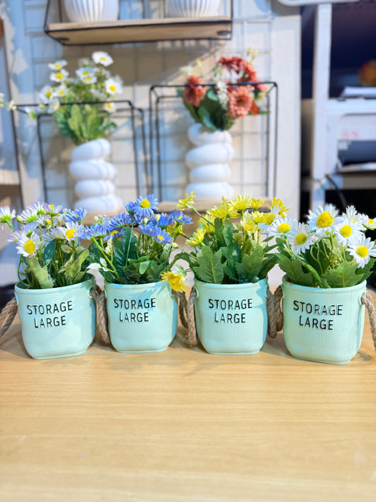 4 Artificial Flowers + Large Storage Tub Combo – 950 TK