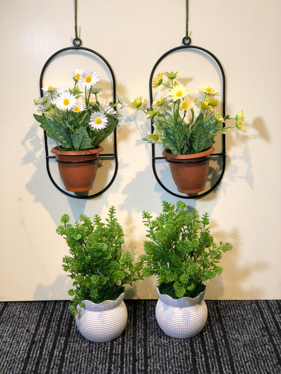 4-Piece Modern Artificial Plant Pot Combo Set | Living Room Decor