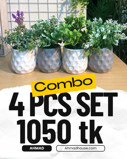🌿 4 PCS Small Artificial Plants Combo – Only 1050 TK!
