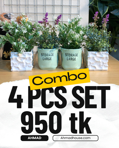 4-Piece Artificial Plant Combo – Chinese Imported Tub (950 TK)