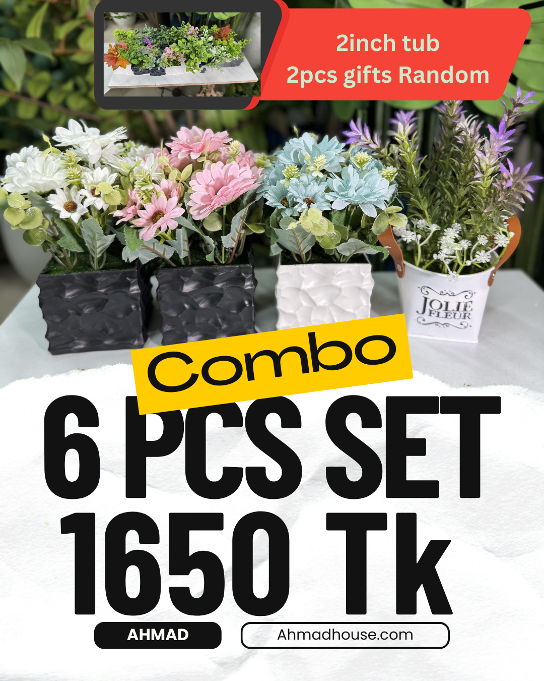 Floral Elegance Combo – 6-Piece Designer Artificial Flower  – 1650 TK