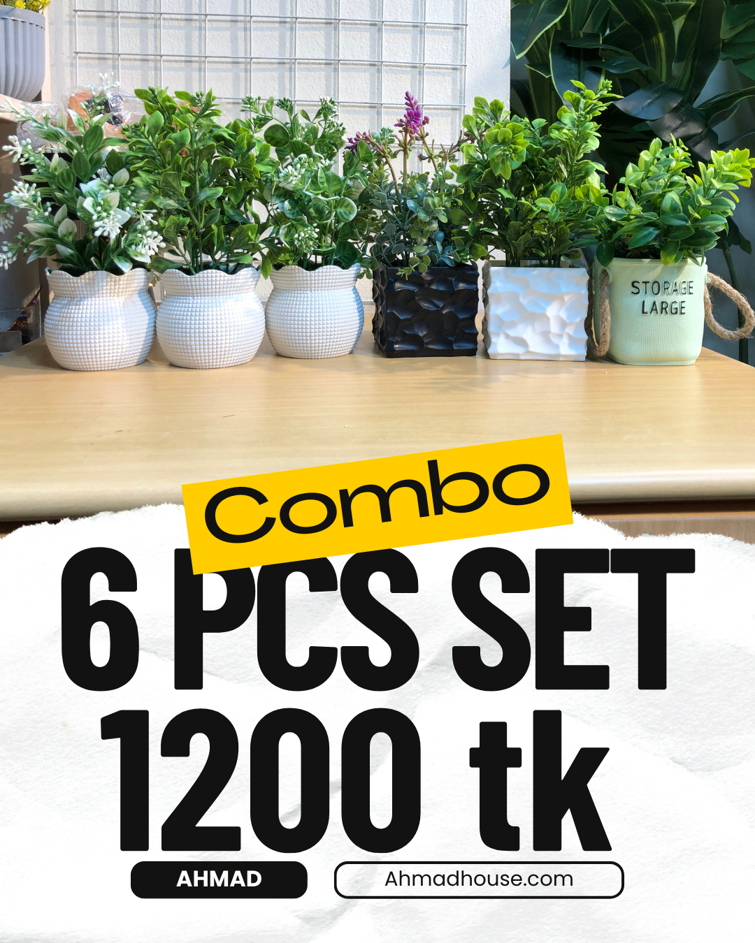 6-Piece Premium Artificial Plant Combo – Super Limited Stock (1200 TK)