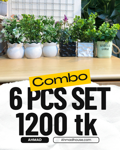 6-Piece Premium Artificial Plant Combo – Super Limited Stock (1200 TK)