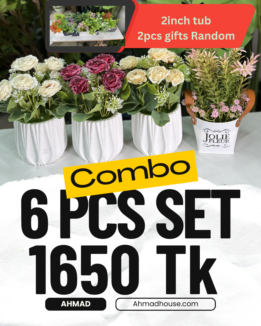 Instant Room Makeover Kit | 6 Realistic Faux Flower Arrangements – 1,650 TK