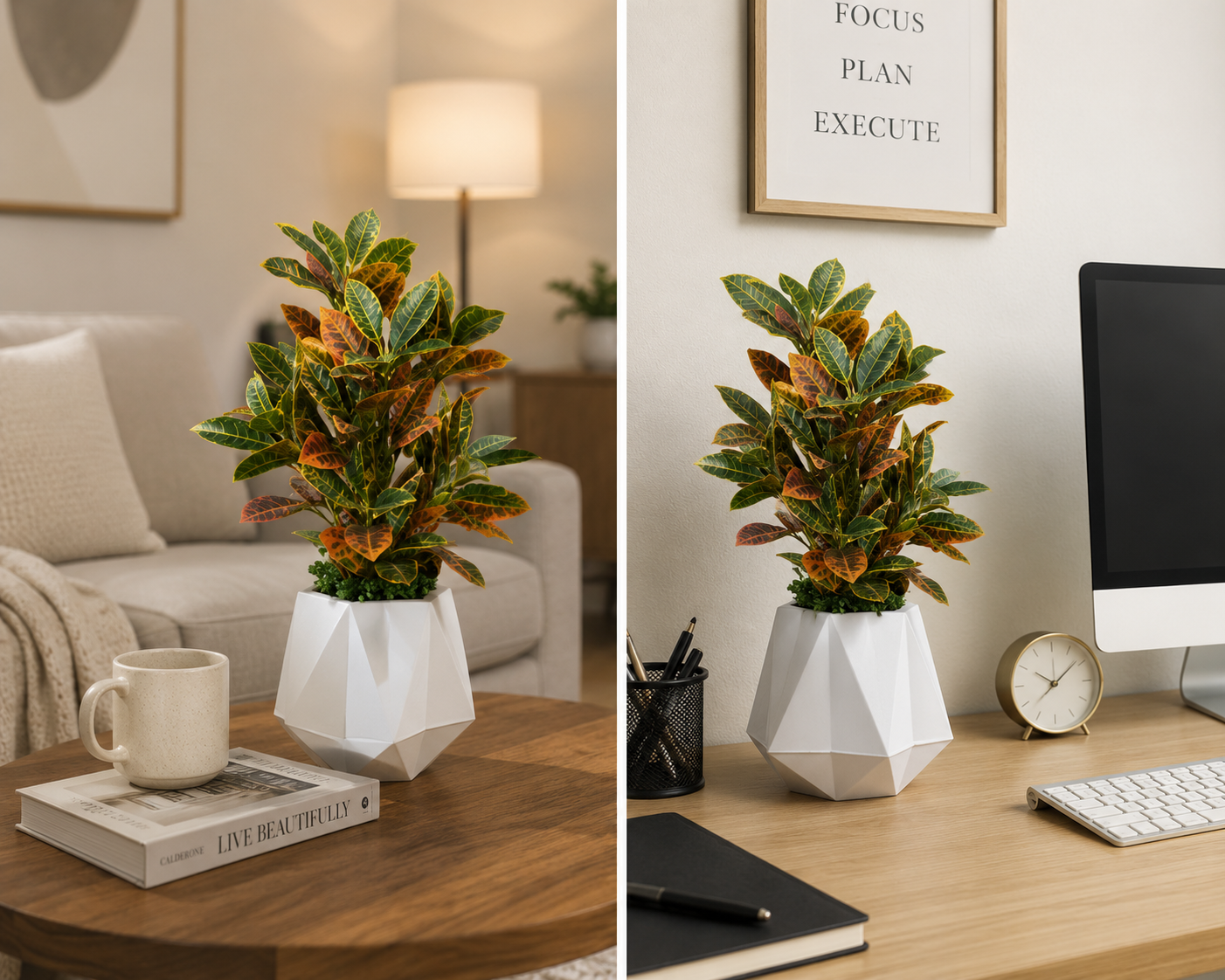 2-Piece Large Artificial Plant Pot Combo Set | Premium Home Decor
