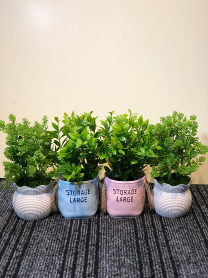 4-Piece Green Artificial Plant Pot Combo Set | Fresh Indoor Decor