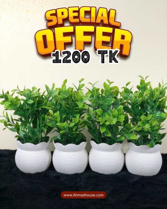4-Piece Artificial Plant Pot Combo Set | Home & Office Decoration