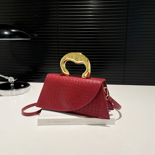 Elegant Alligator-Textured Shoulder & Crossbody Bag – Chic PU Leather