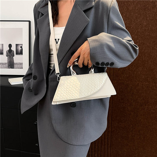 Elegant Alligator-Textured Shoulder & Crossbody Bag – Chic PU Leather