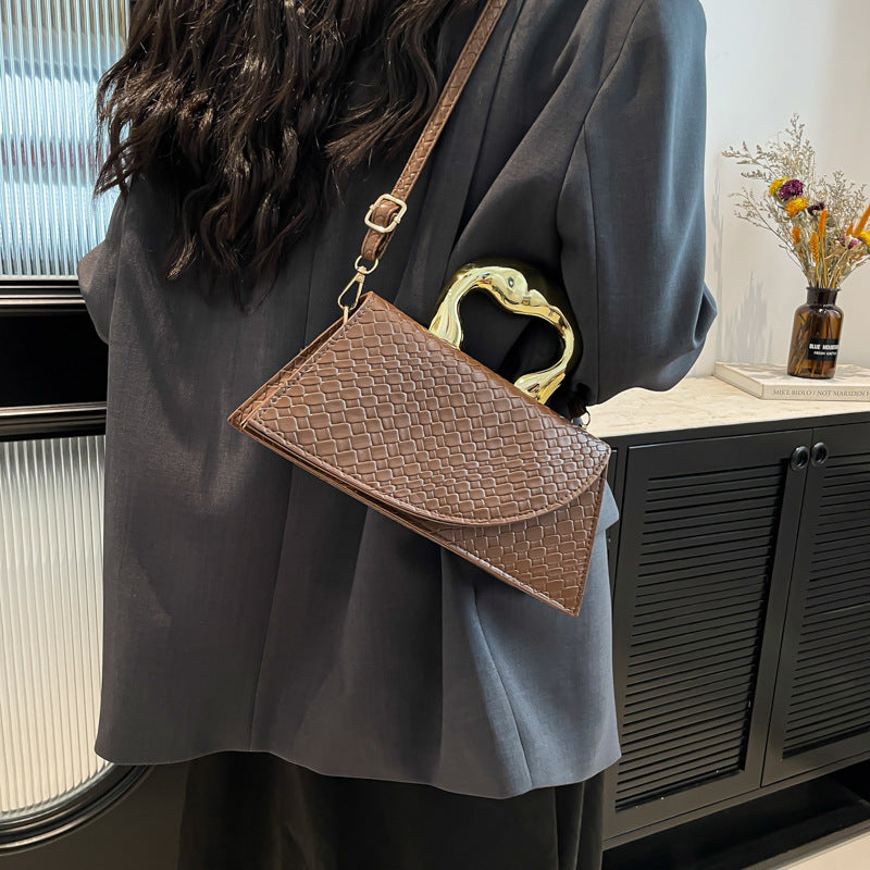 Elegant Alligator-Textured Shoulder & Crossbody Bag – Chic PU Leather