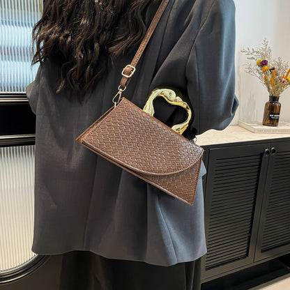 Elegant Alligator-Textured Shoulder & Crossbody Bag – Chic PU Leather