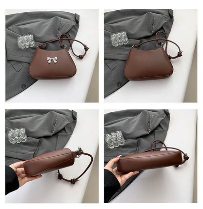 Minimalist Solid Shoulder Bag – Soft PU Leather & Compact Style
