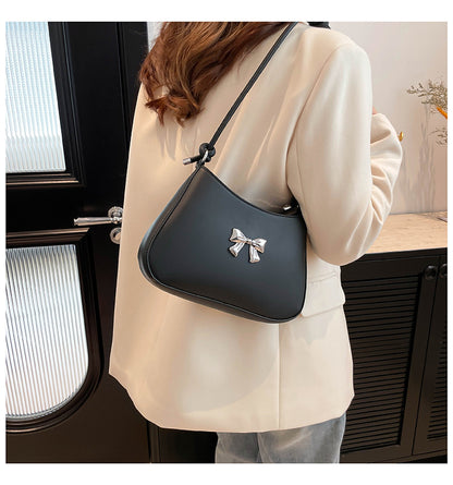 Minimalist Solid Shoulder Bag – Soft PU Leather & Compact Style