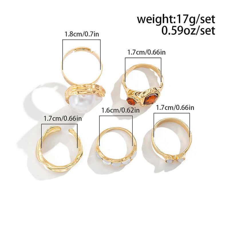 Pearl & Petal Ring Set