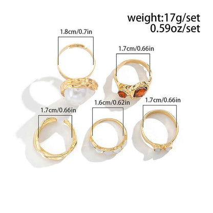 Pearl & Petal Ring Set