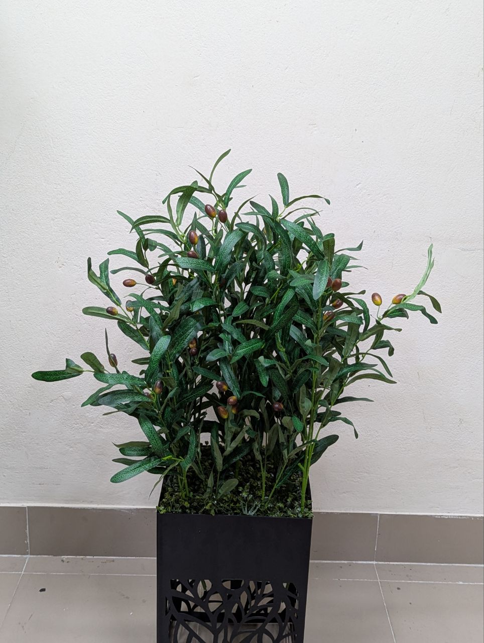 Artificial Olive Tree in Decorative Black Metal Pot