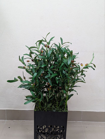 Artificial Olive Tree in Decorative Black Metal Pot