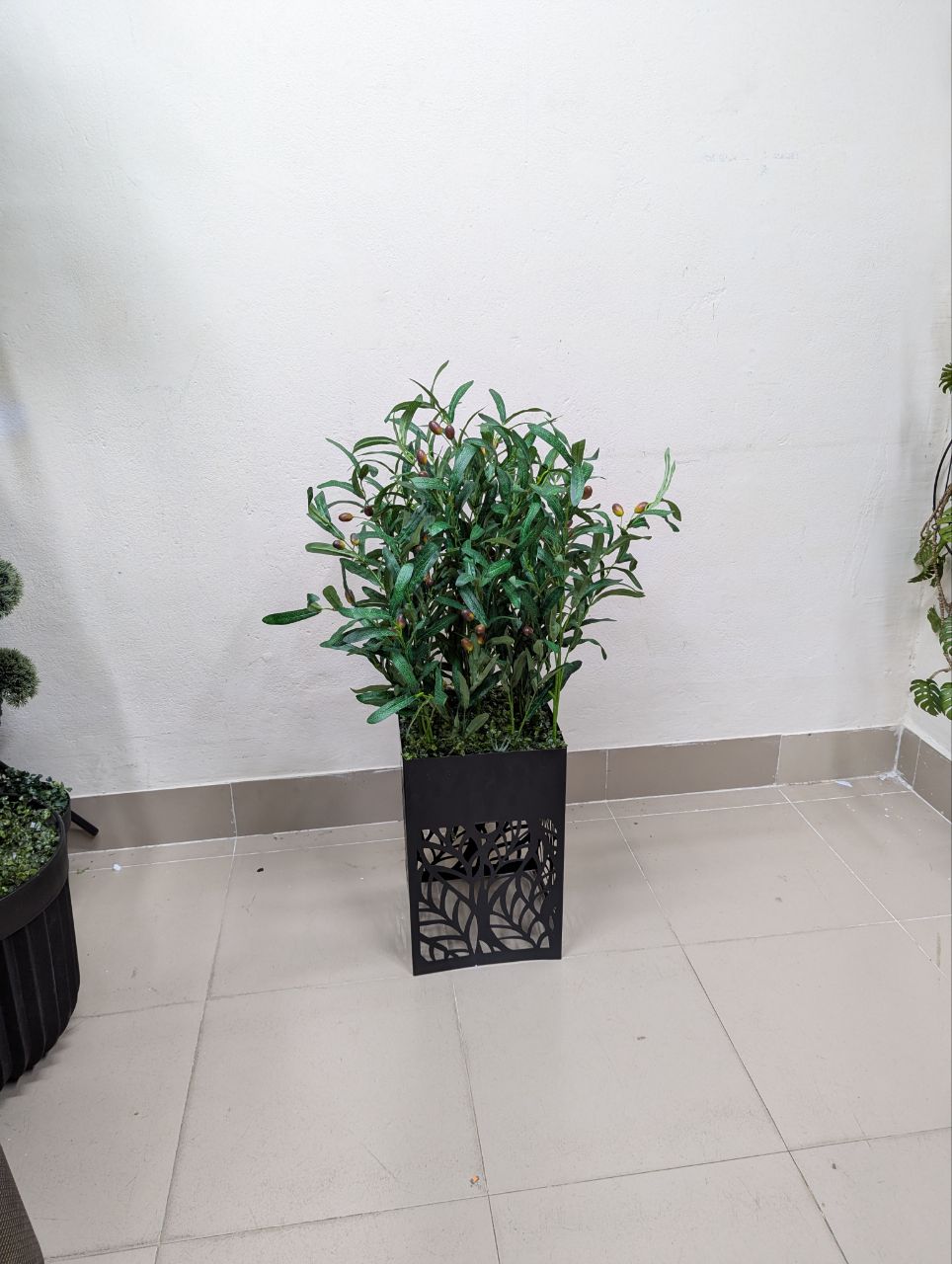 Artificial Olive Tree in Decorative Black Metal Pot