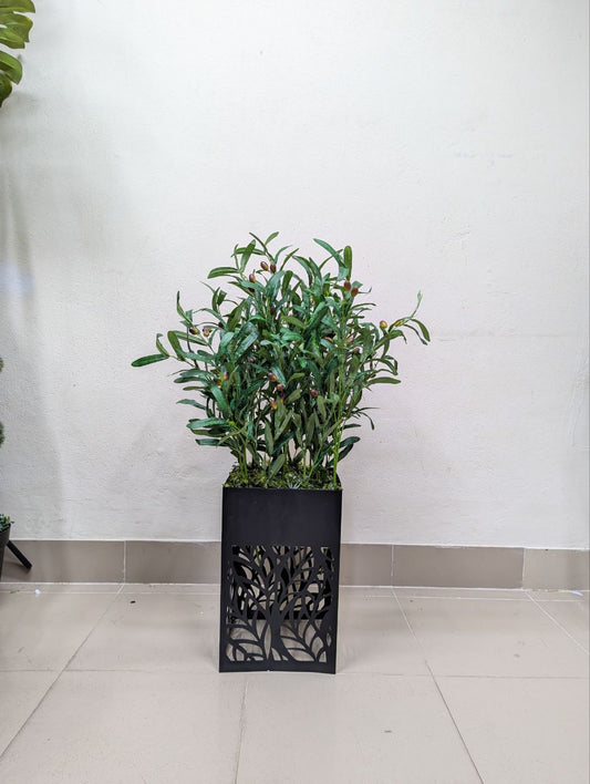 Artificial Olive Tree in Decorative Black Metal Pot